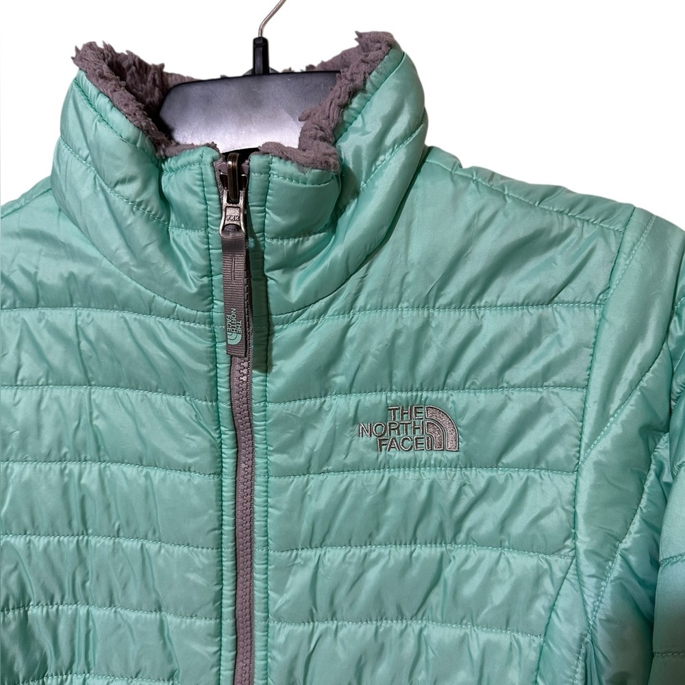 THE NORTH FACE aqua and gray reversible winter coat size Small - Picture 2 of 7